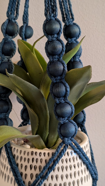 Macrame Plant Hanger- Indigo Dyed