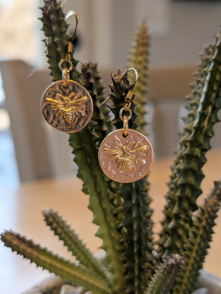 Medallion Bee Earrings