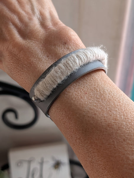Alpaca and Leather Bracelet