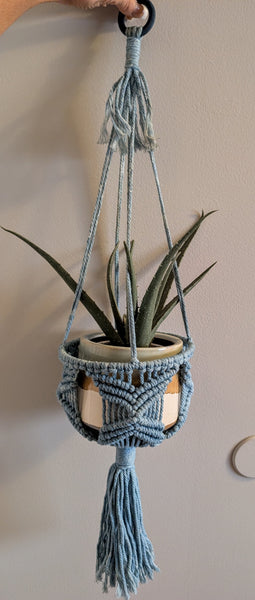 Macrame Plant Hanger- Indigo Dyed