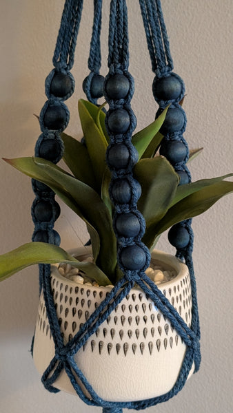 Macrame Plant Hanger- Indigo Dyed