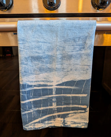 Indigo Shibori Dyed Tea Towel