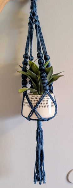 Macrame Plant Hanger- Indigo Dyed