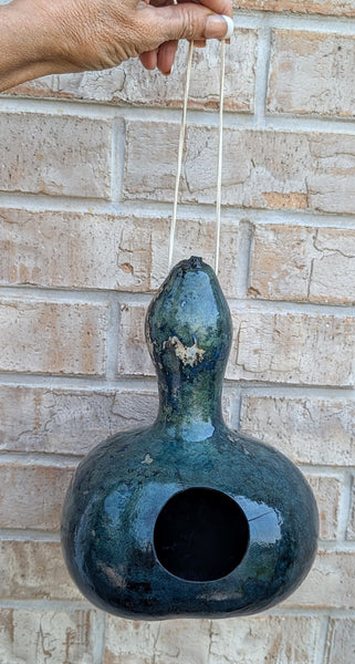 Birdhouse Gourd - Indigo Dyed