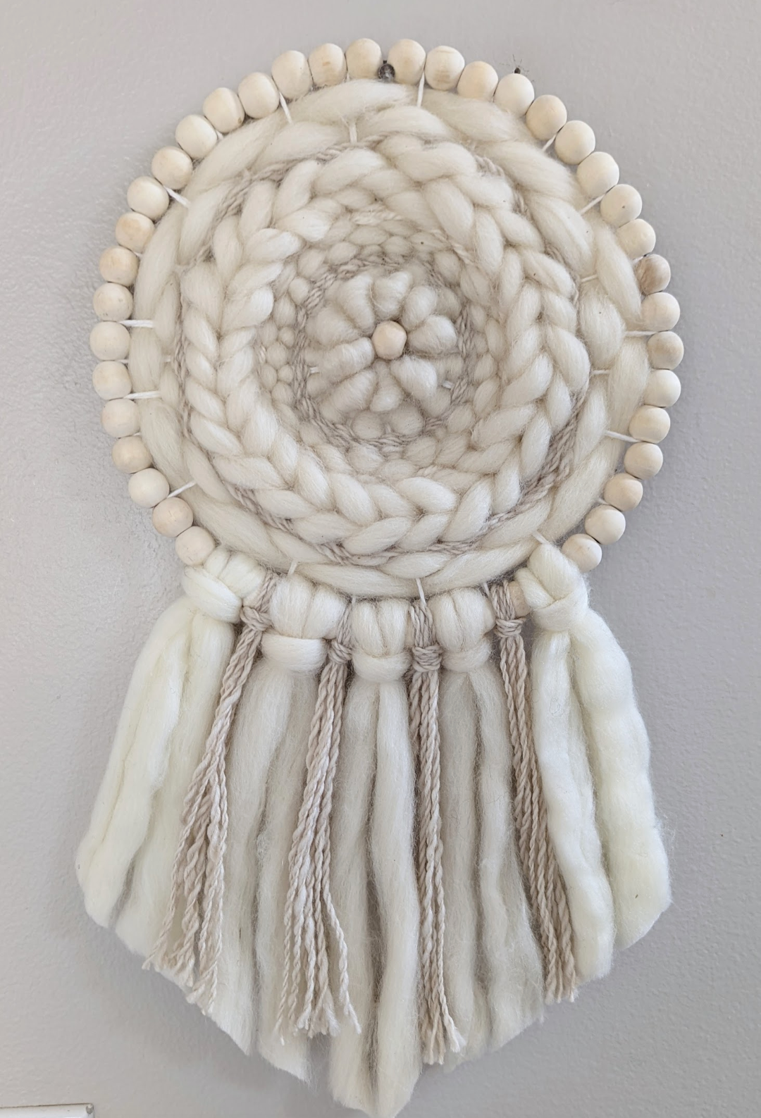 Alpaca & wool roving wall hanging