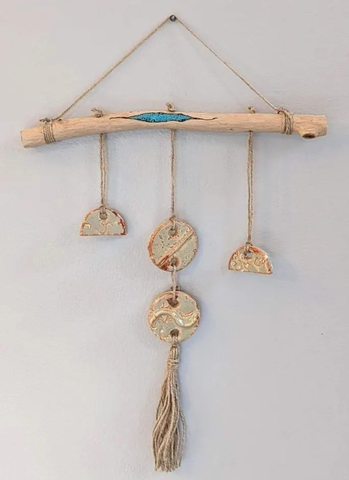 Ceramic and twine wall hanging