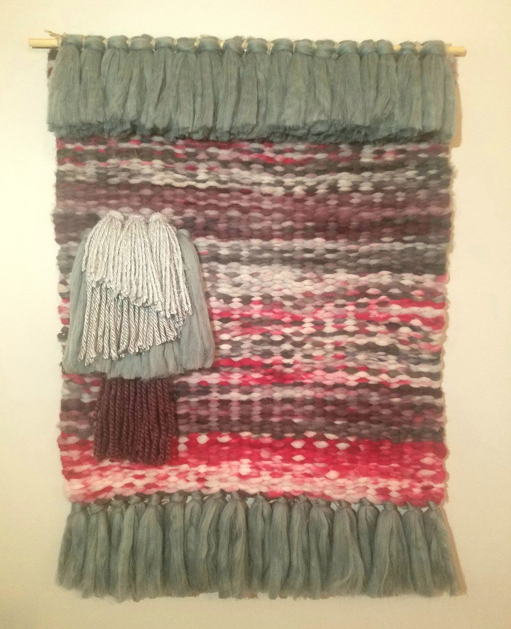Gray and Amethyst Woven Wall Hanging